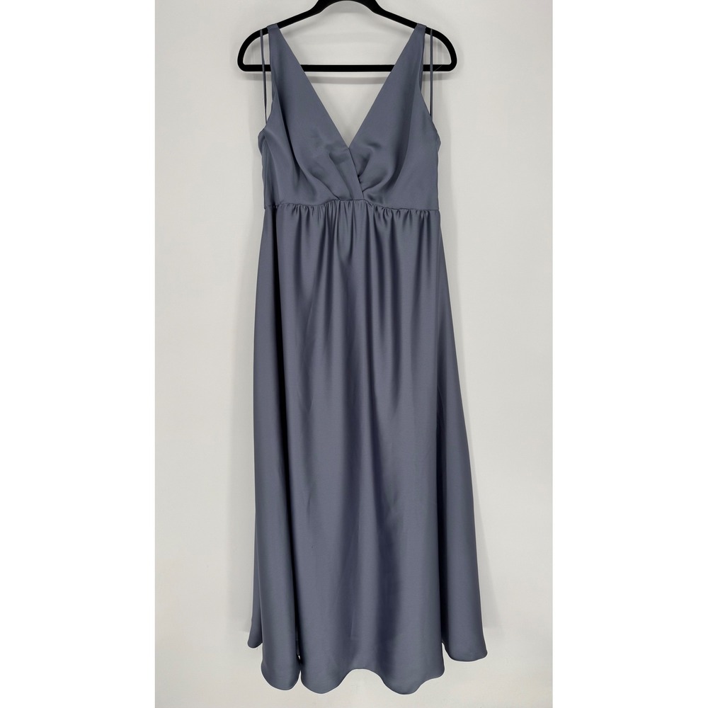 AMSALE SLATE BLUE MAXI BRIDESMAID FORMA DRESS SIZE 14